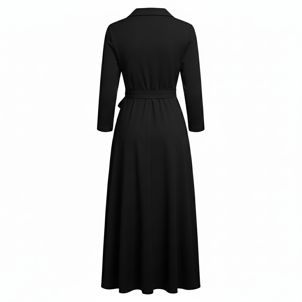 Midi-jurk met kraag en wikkelmodel voor dames