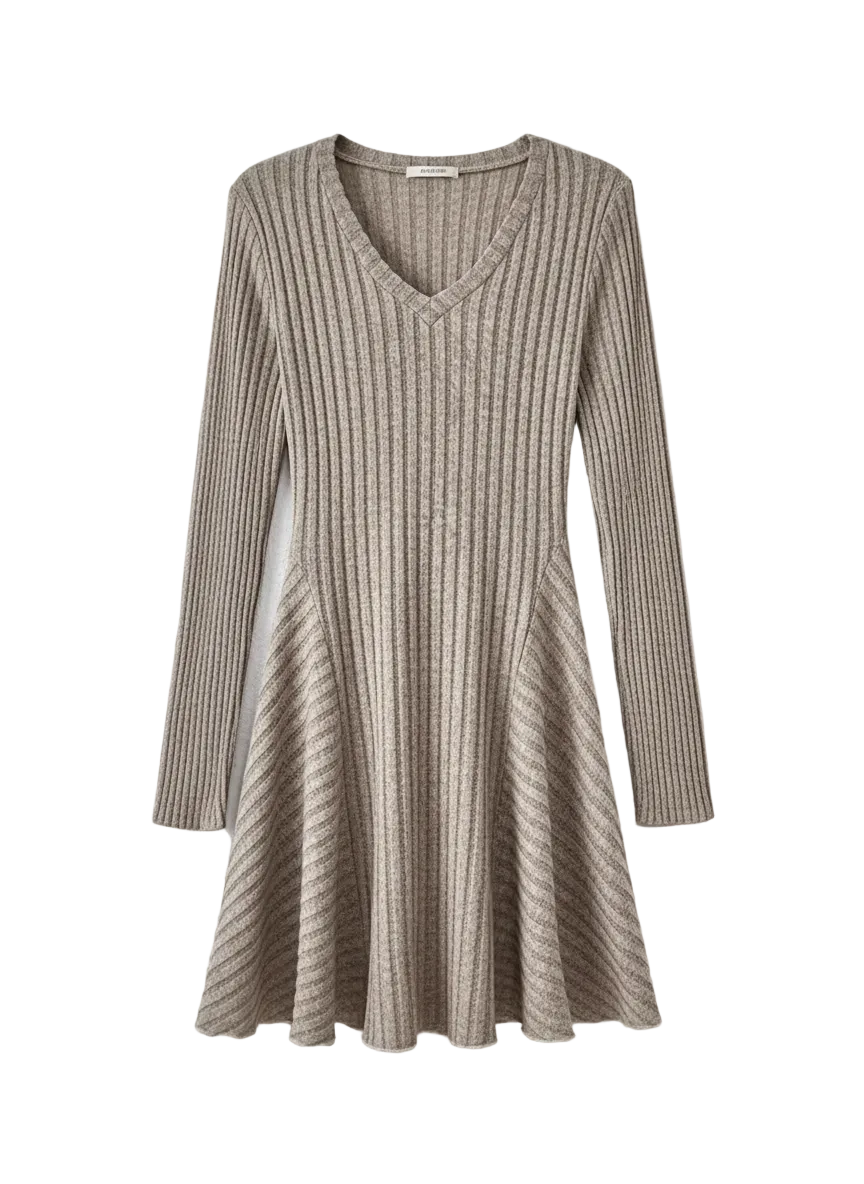 V-hals jurk met wijde rok voor dames