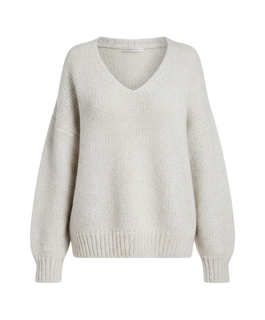 V-hals ribgebreide trui voor dames
